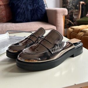 Marc Fisher Metallic Chrome Chunky Mule Loafers